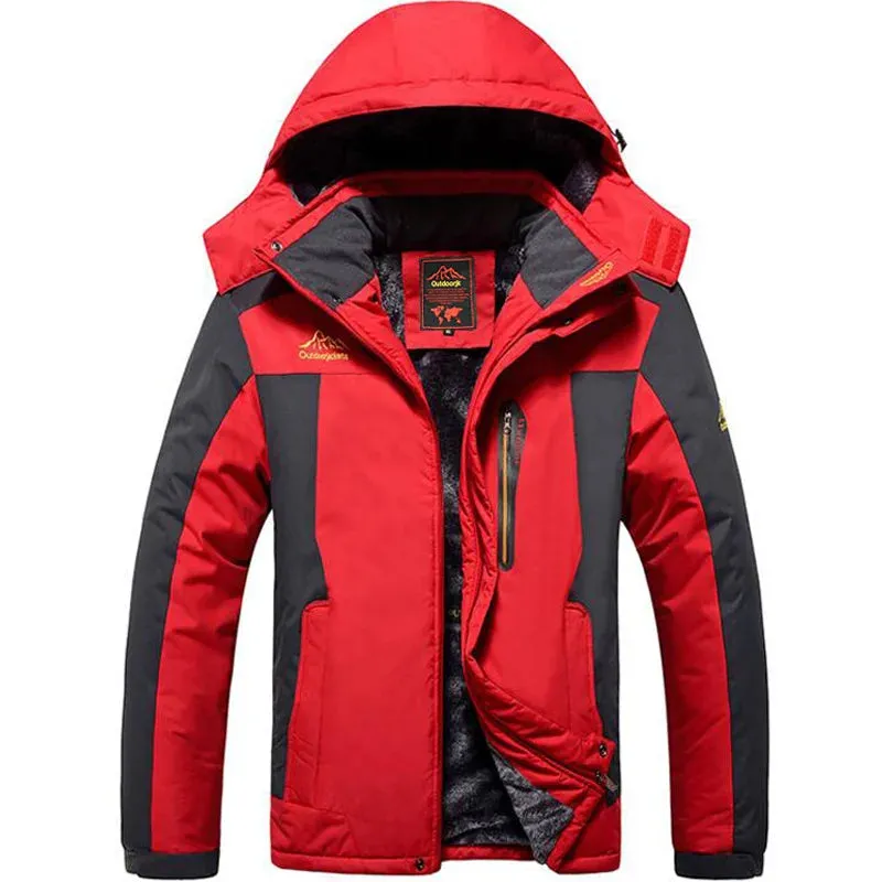 2023 New Outdoor Winter Sprint Jacket Men's Plush and Thick Insulation Windproof and Rainproof Mountain Climbing Coat