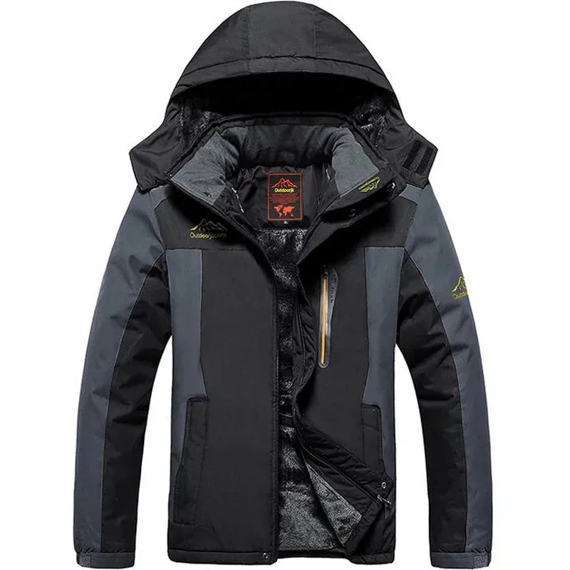 2023 New Outdoor Winter Sprint Jacket Men's Plush and Thick Insulation Windproof and Rainproof Mountain Climbing Coat