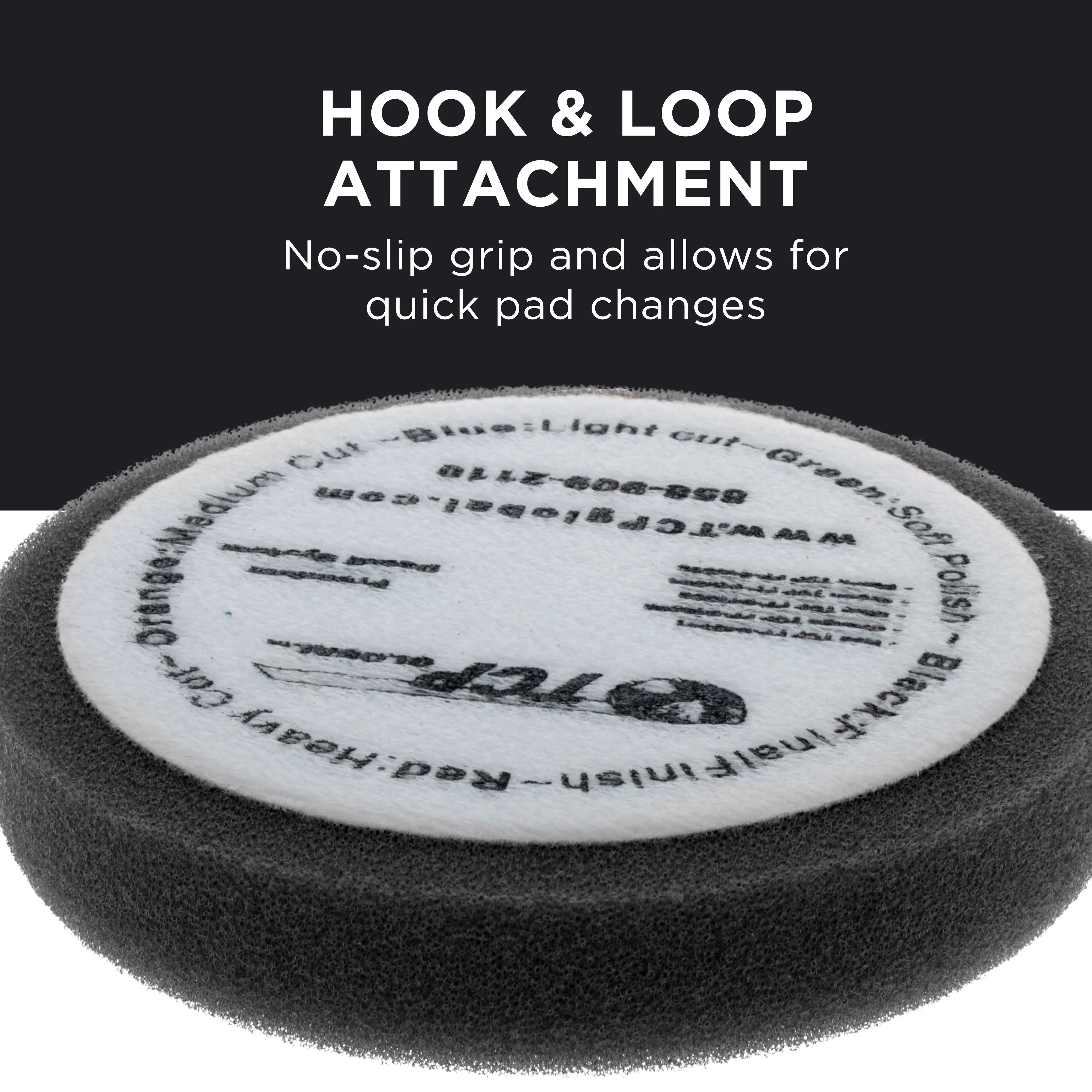 6.5" Black Flat Final Finishing Grip Foam Polish Pad - DA Hook & Loop