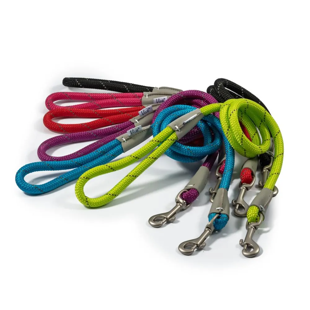 Ancol Viva Dog Rope Lead Snap Hook Reflective Purple 2 Sizes