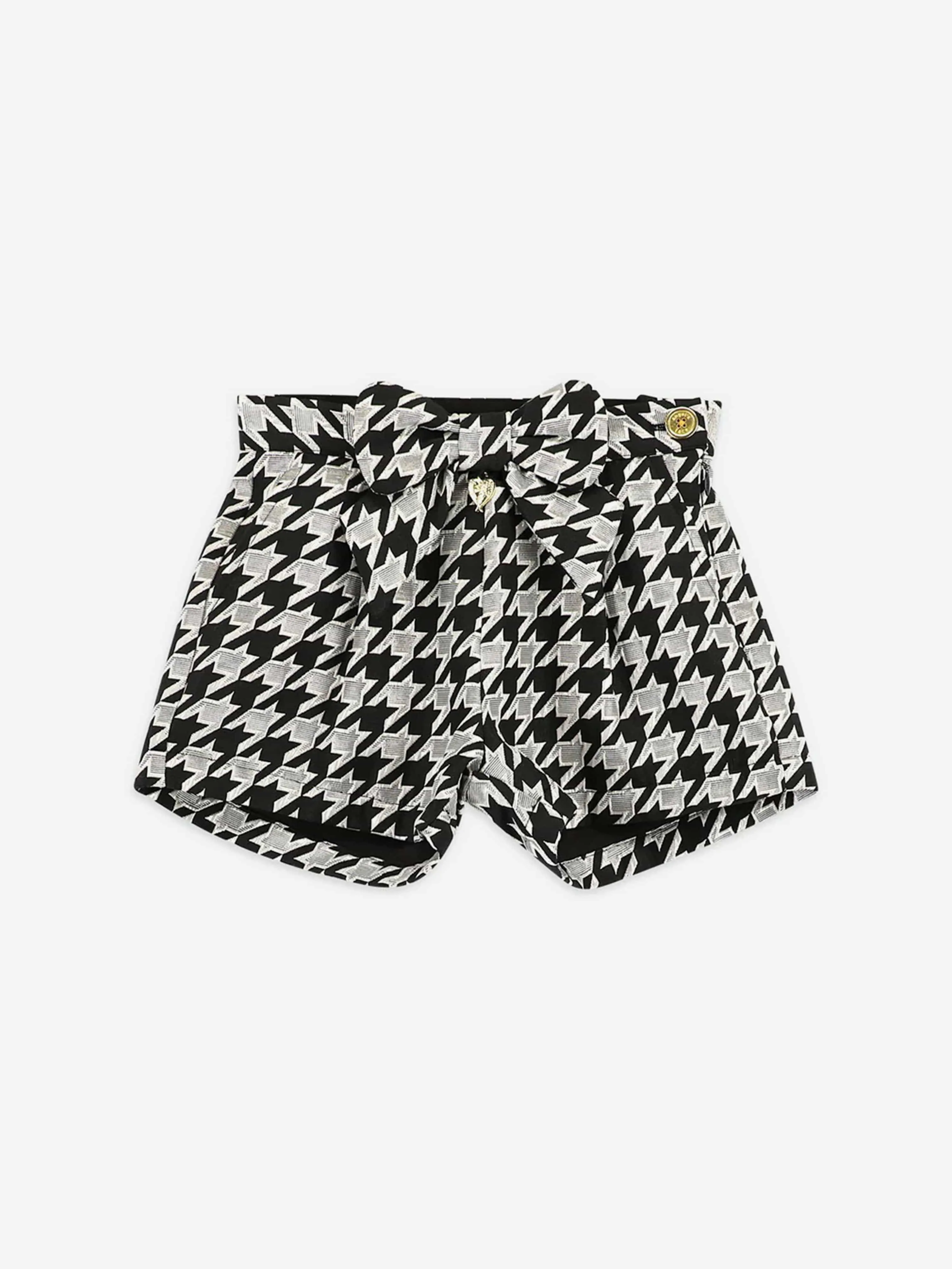 Angels Face Girls Laetitia Houndstooth Shorts With Bow in Black