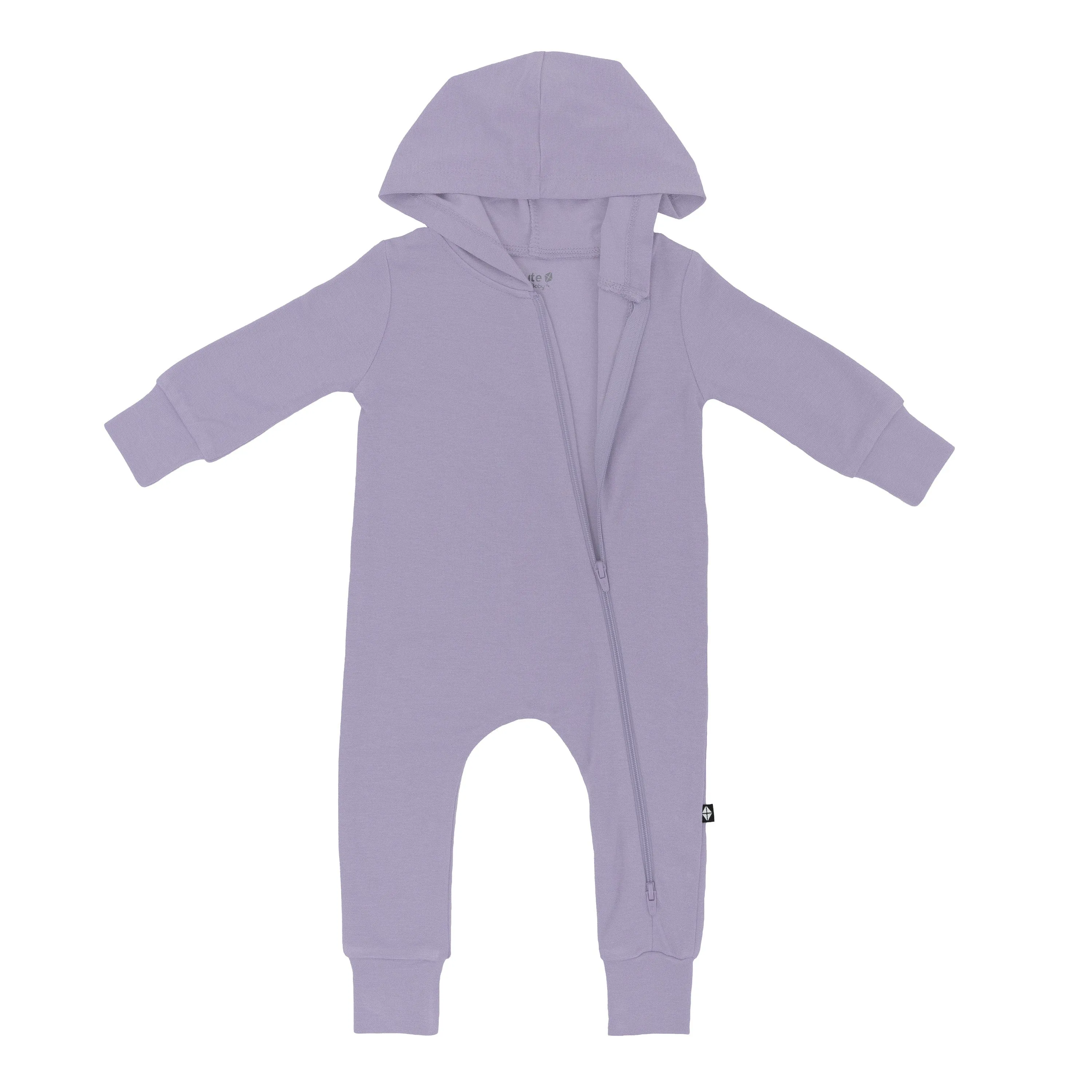 Bamboo Jersey Hooded Zippered Romper in Taro