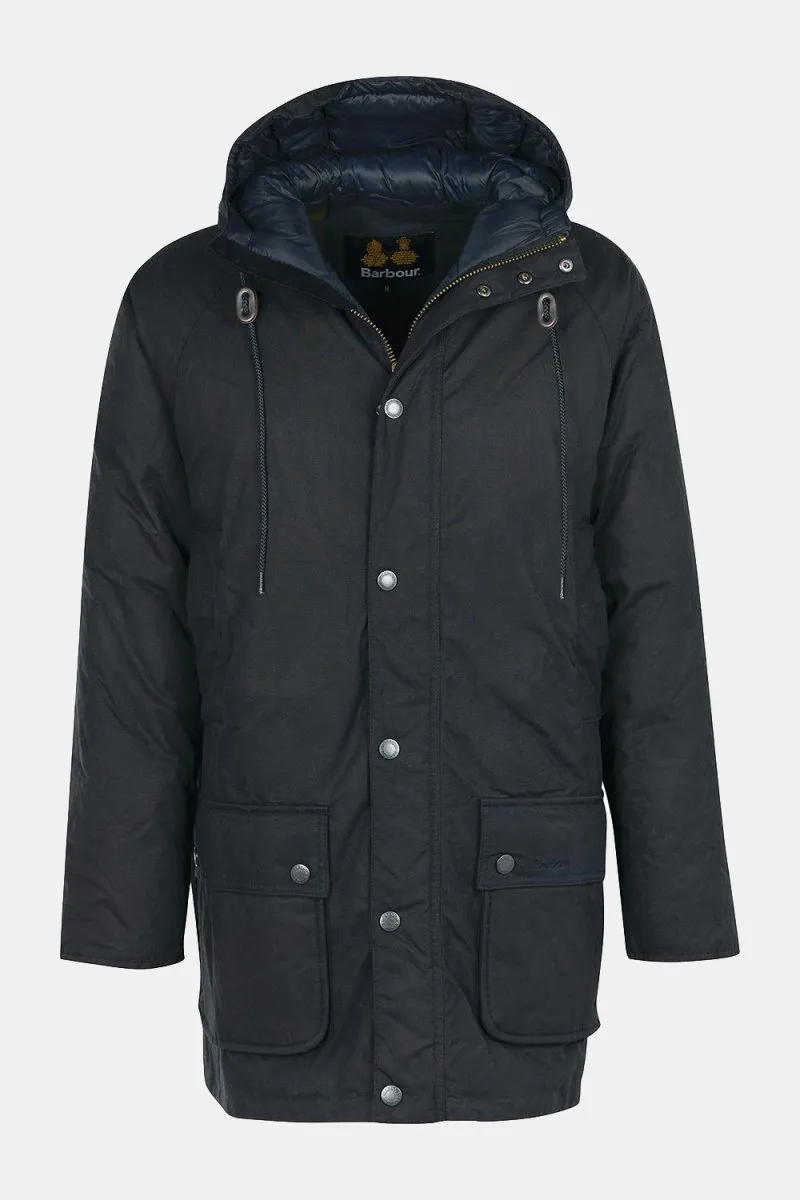 Barbour Hooded Beaufort Waxed Jacket (Navy/Olive Night)