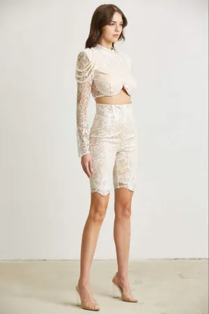 Baroque Lace Embroidery Chic Shorts Ensemble