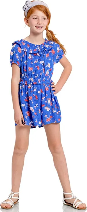 Big Girl’s Ruffle Vintage Floral Print Romper