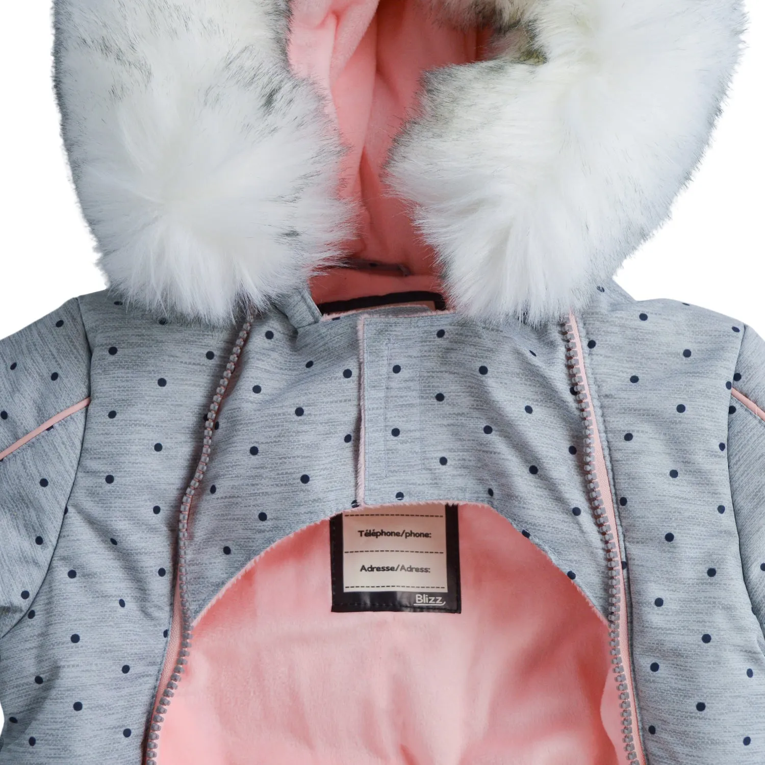 Blizz Baby Girls Grey Cat Snow Suit - 1 piece - (12m & 18m) - 21WBLI5114