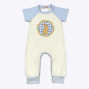 Blue Plaid Bunny Baby Romper