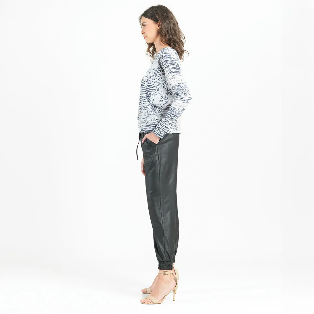 Cozy Shimmer Texture - Dolman Sleeve Sweater Top - Snow Leopard