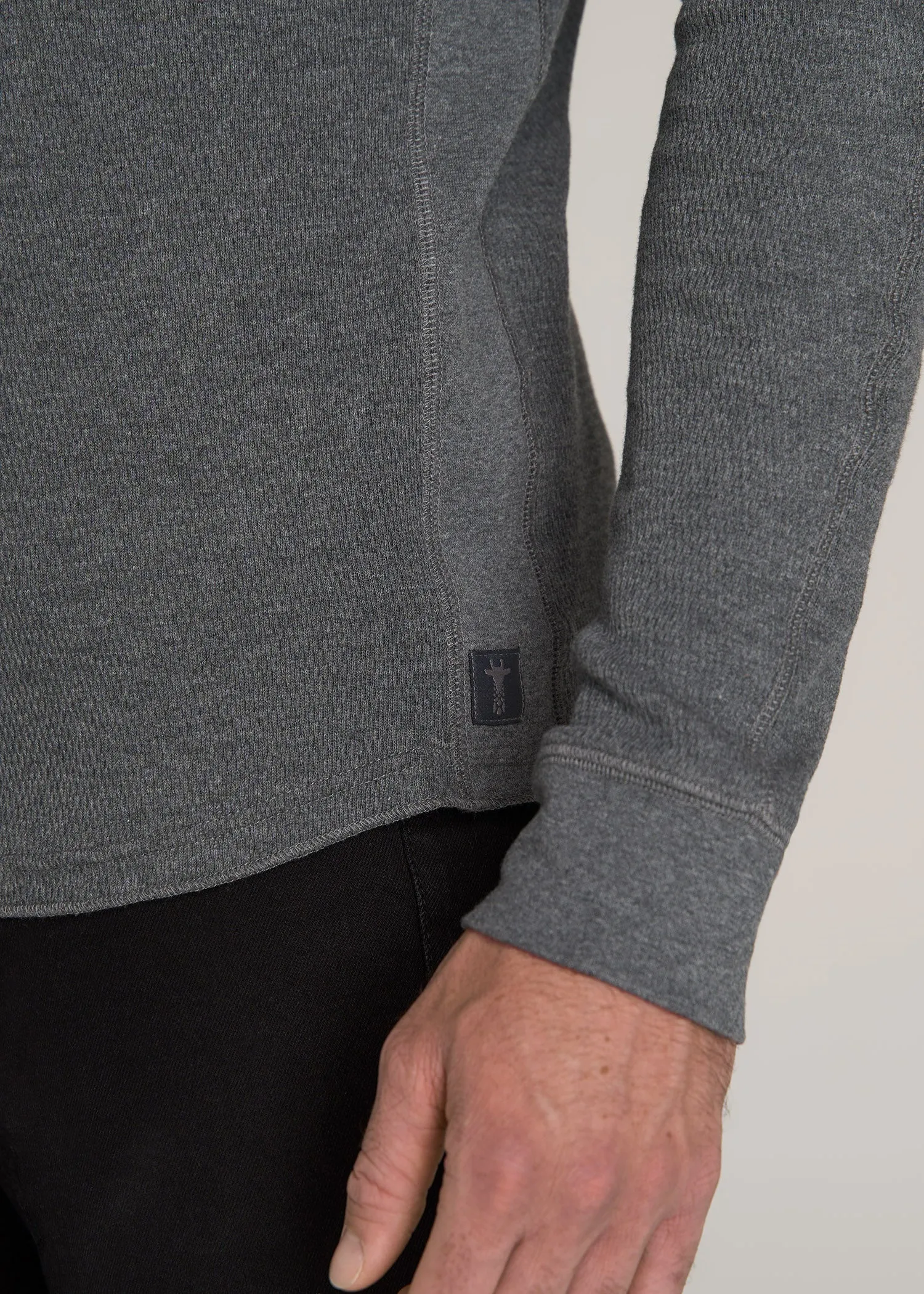 Double Honeycomb Thermal Crewneck  for Tall Men in Charcoal Mix