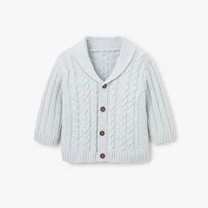 Elegant Baby PALE BLUE HORSESHOE CABLE KNIT BABY CARDIGAN