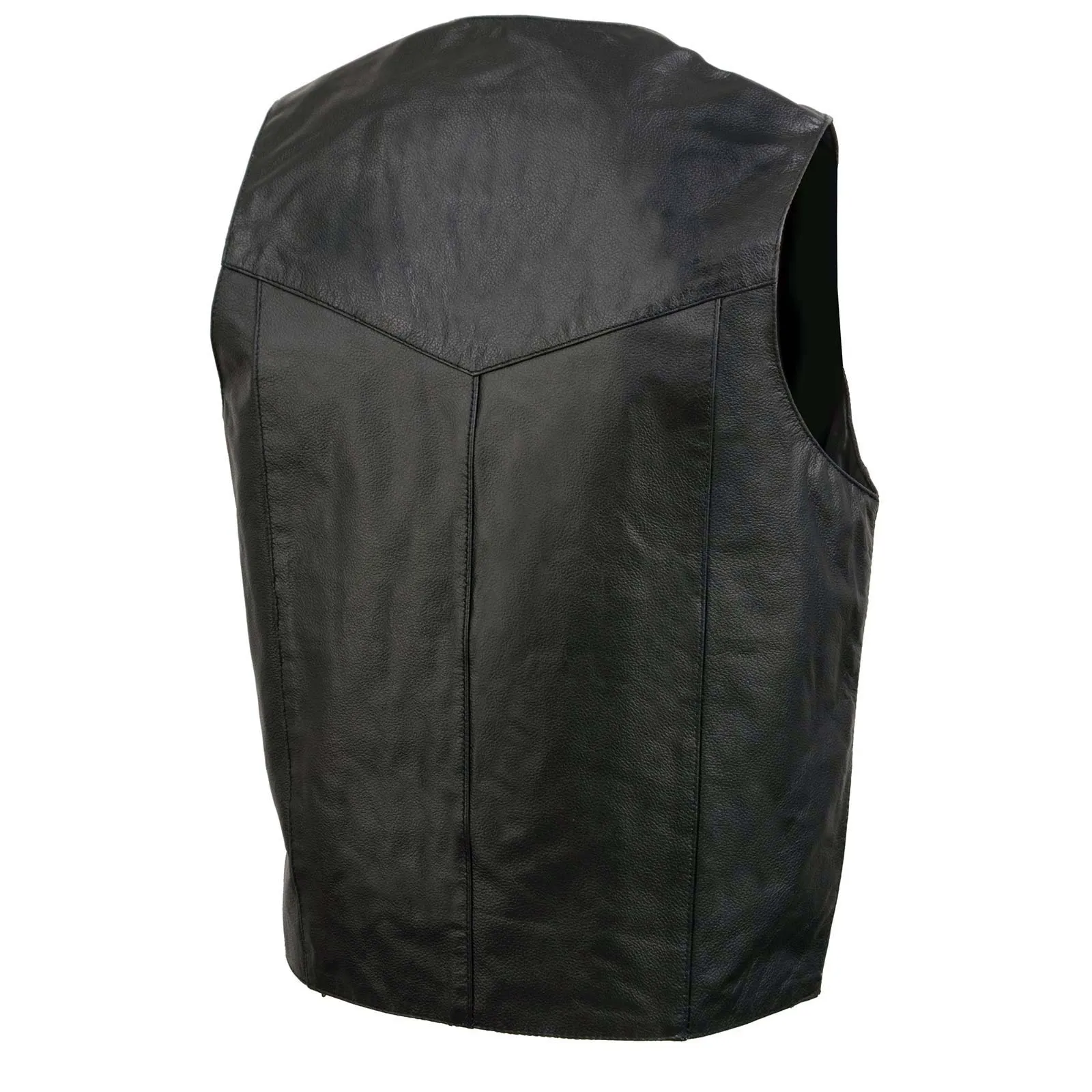 Event Leather EL1310GO Classic Snap Button Black Motorcycle Leather Vest for Men - Riding Club Adult Motorcycle Vests