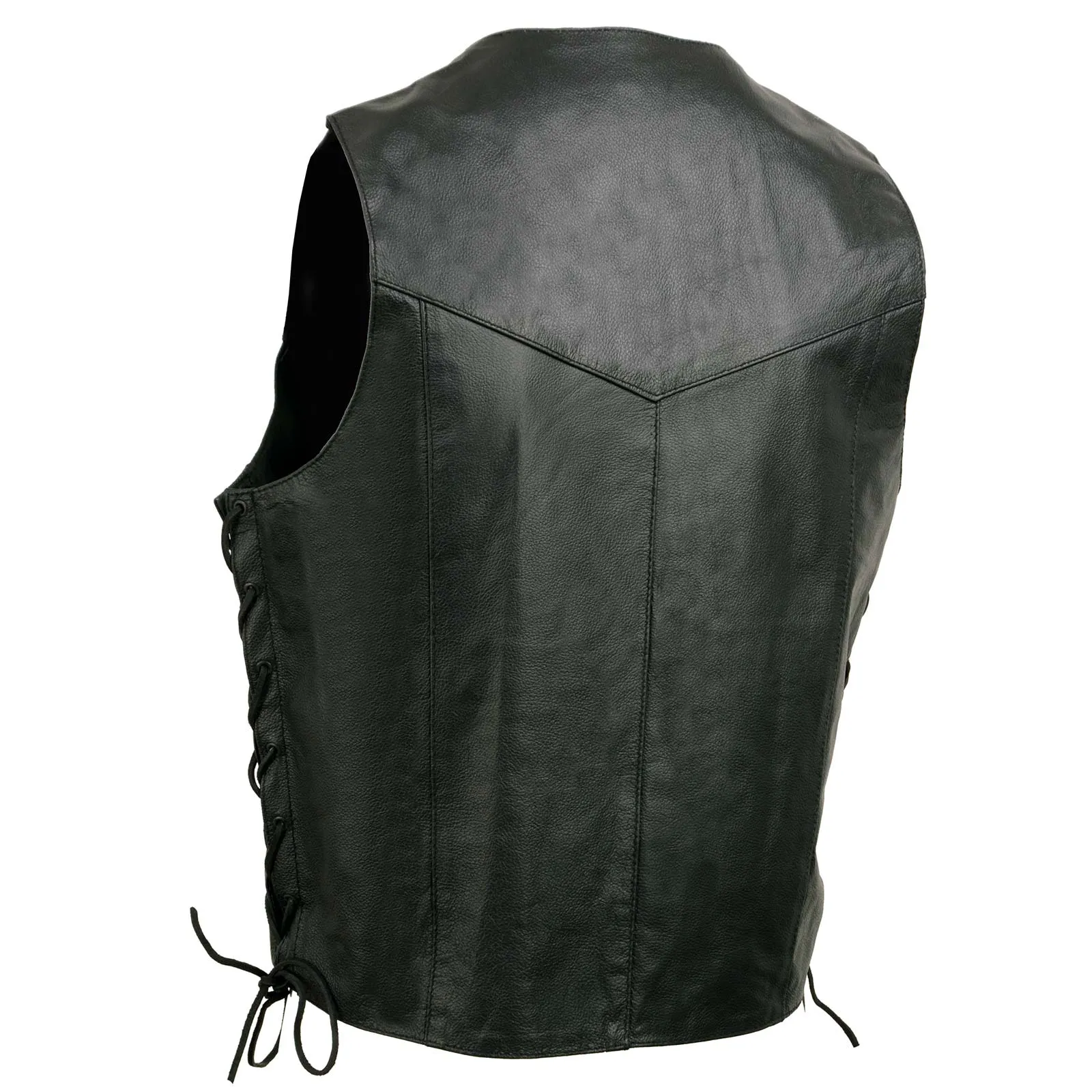 Event Leather EL1315 Men's Club Style Black Leather Motorcycle Riders Vest w/ Side Lace - Riding Club