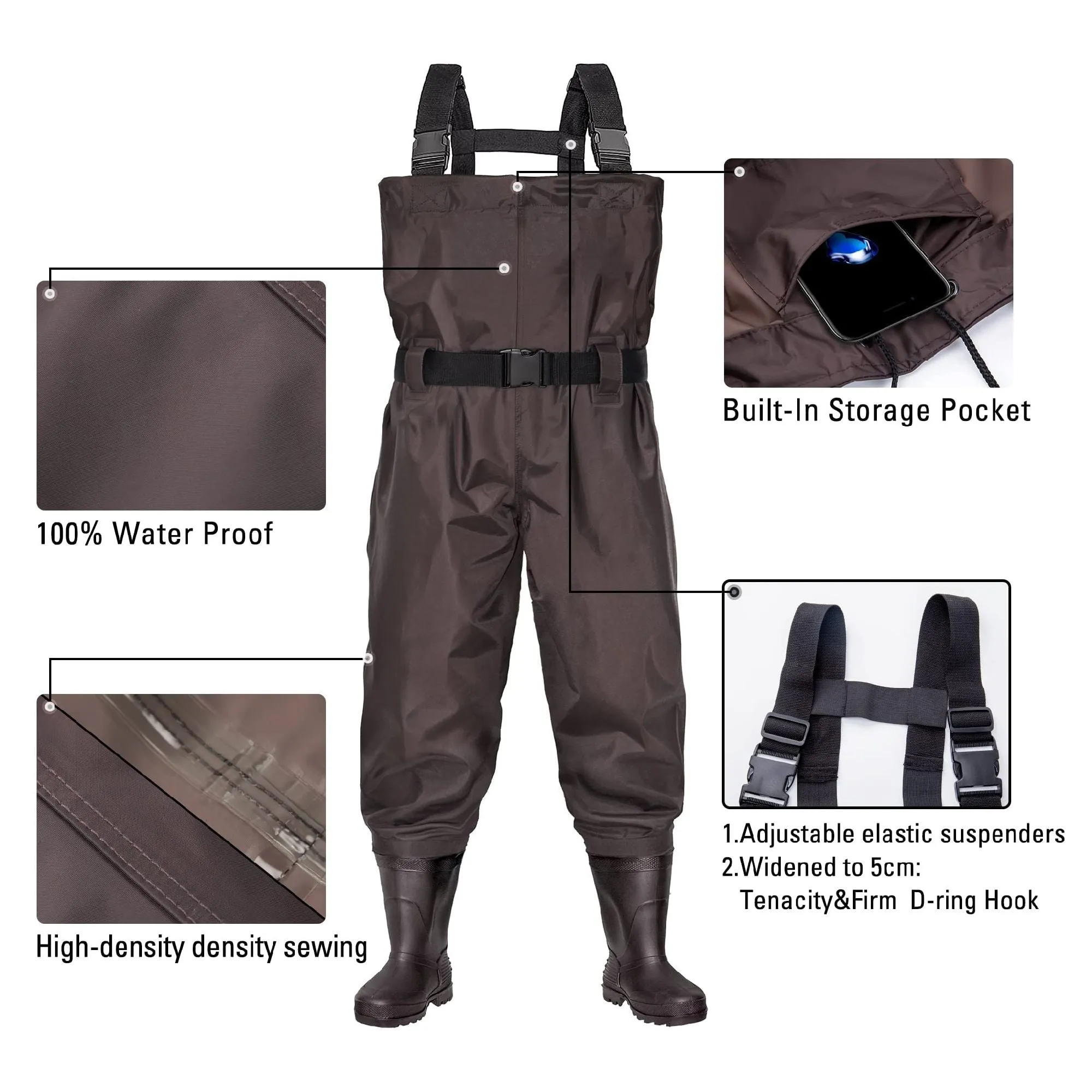 Fishing Waders Chest Waterproof Light Weight Nylon Bootfoot Waders