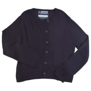 Girls Navy Fine Gauge Knit Cardigan Sweater