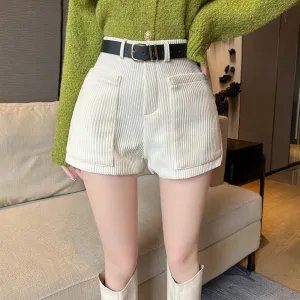 Korean Chic Pocket Office Lady Corduroy Shorts