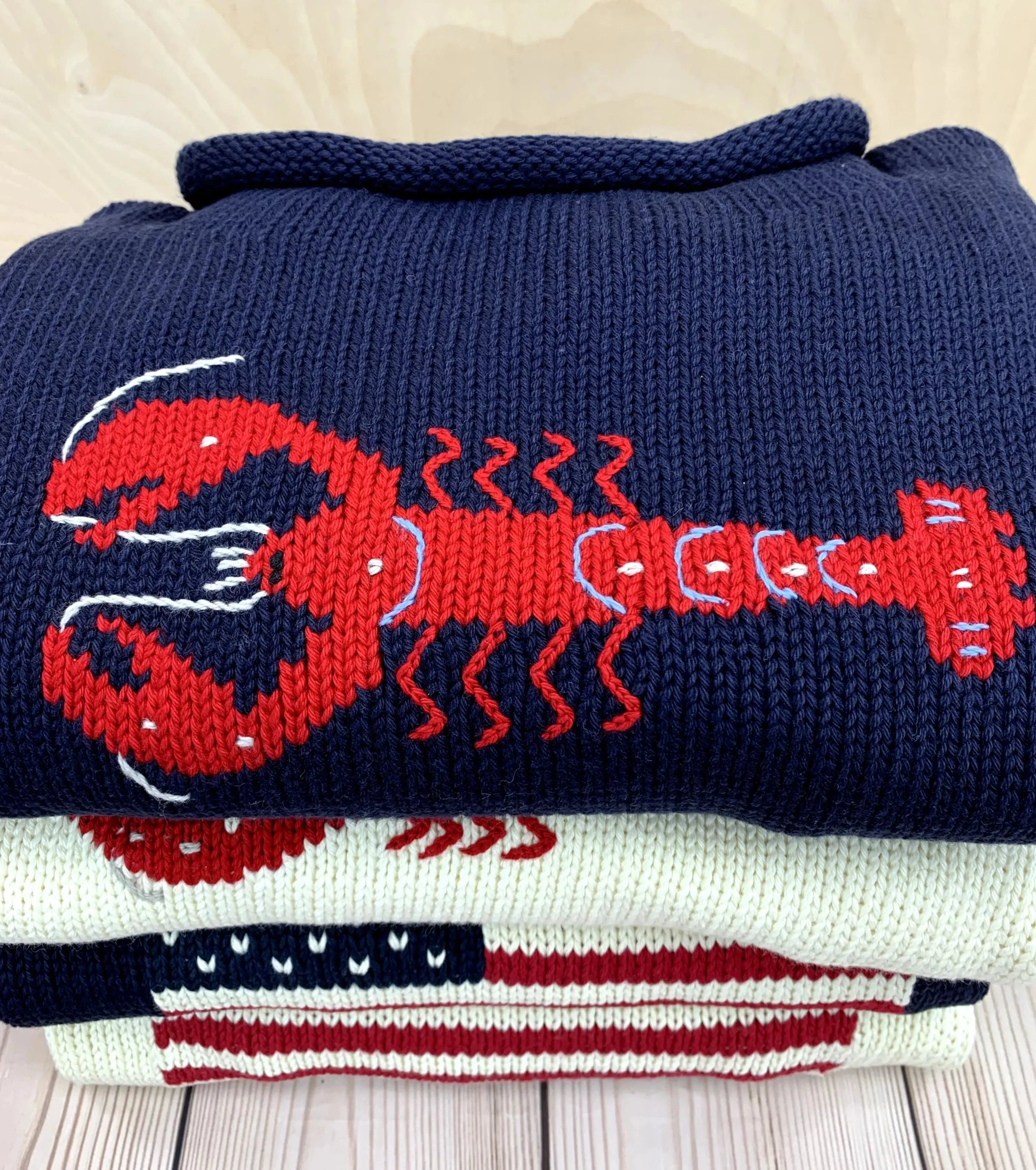 Ladies Navy Lobster Sweater