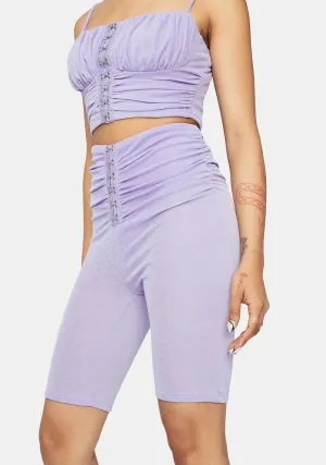 Lavender One Step Closer Hook & Eye Biker Shorts