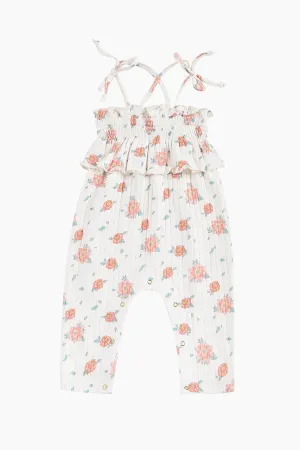 Louise Misha Abha Baby Girls Jumpsuit - Off White Flowers (Size 12M left)