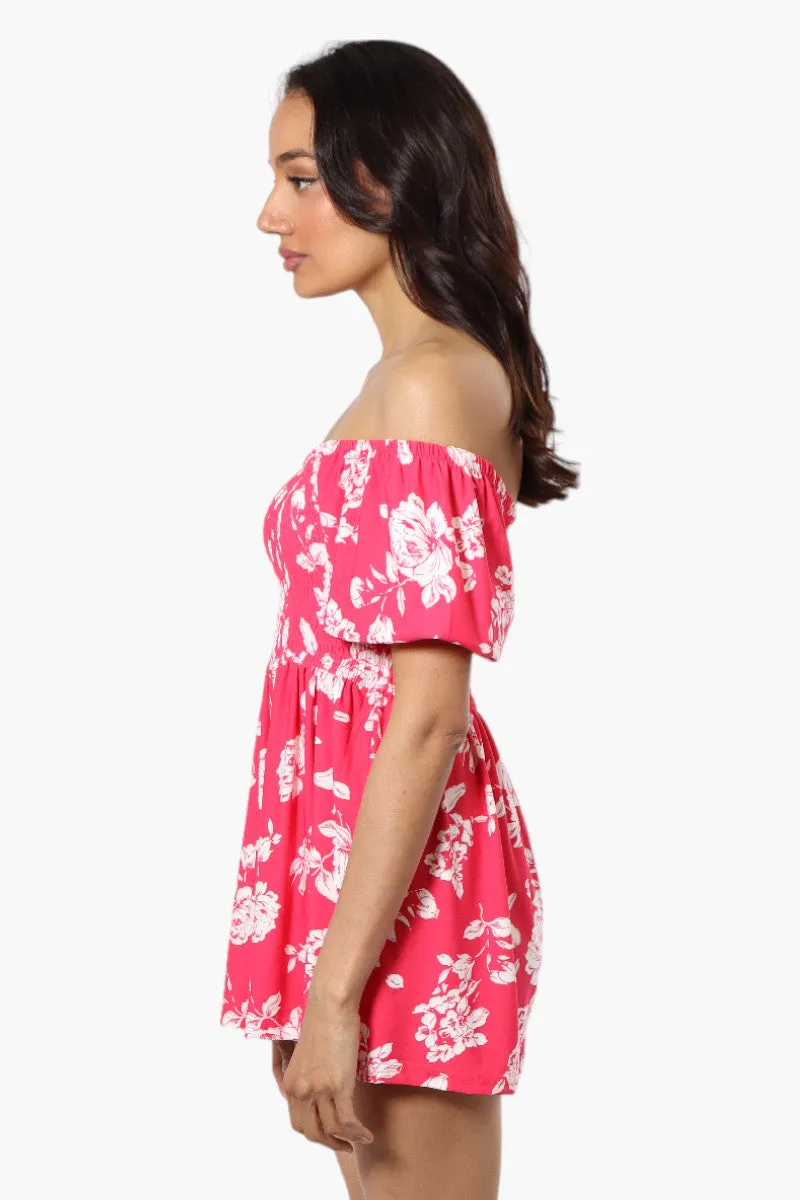 Majora Floral Smocked Waist Romper - Pink