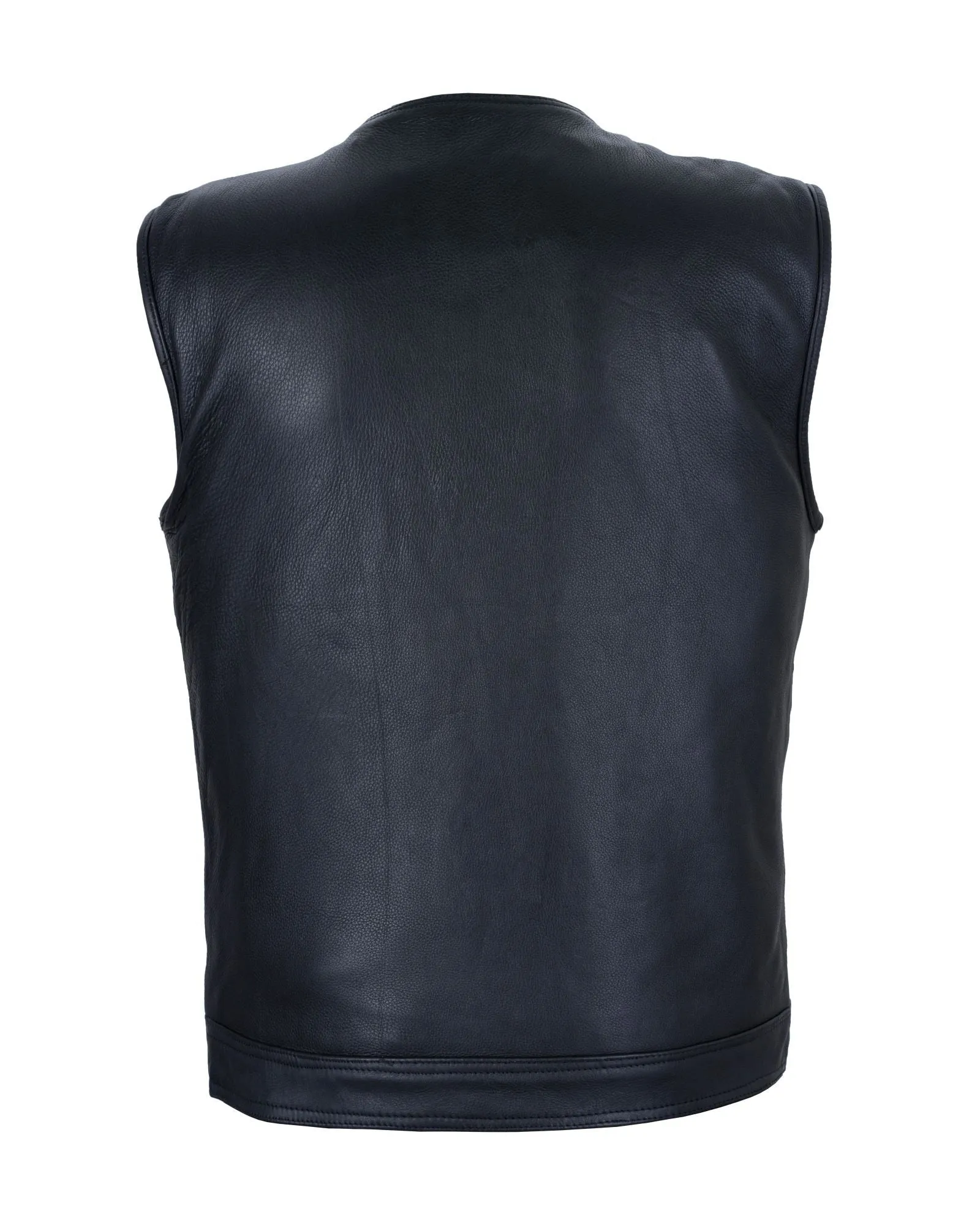 Mens Red Liner Premium Leather Club Vest No-Collar