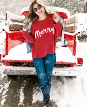 Merry Crew Holiday Red Sweater