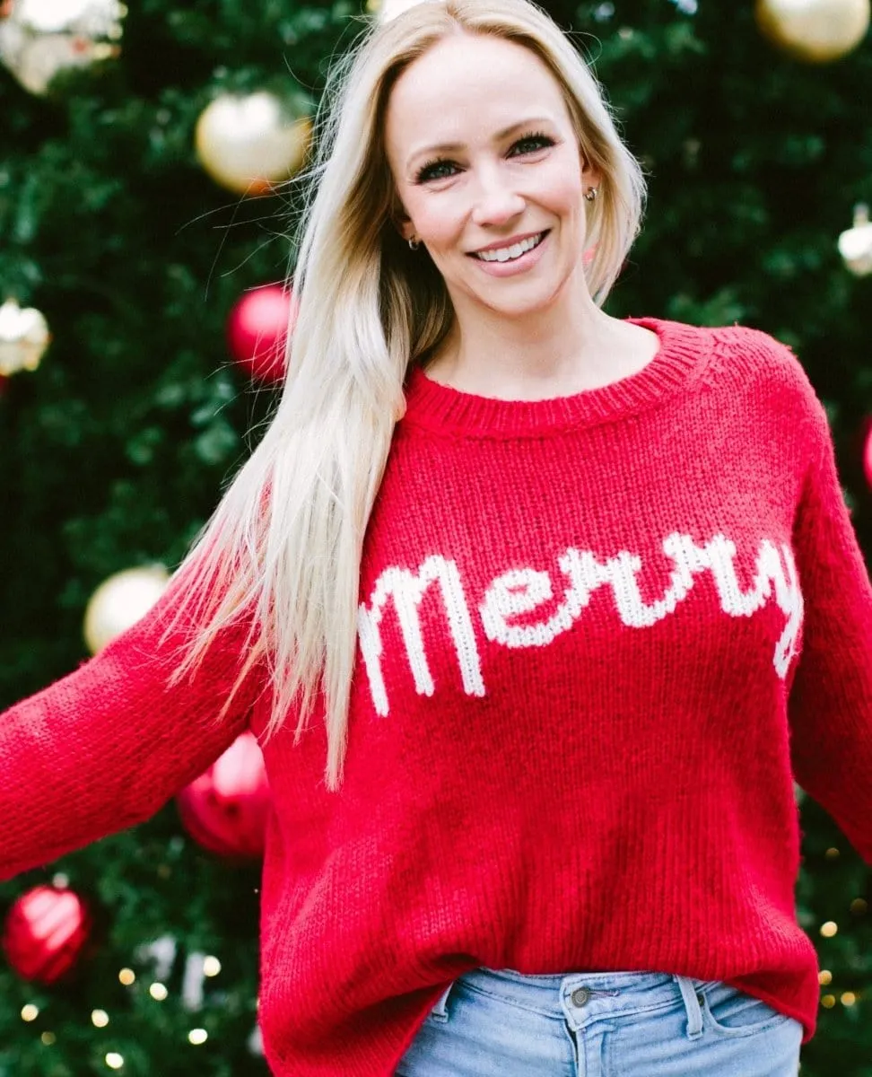 Merry Crew Holiday Red Sweater