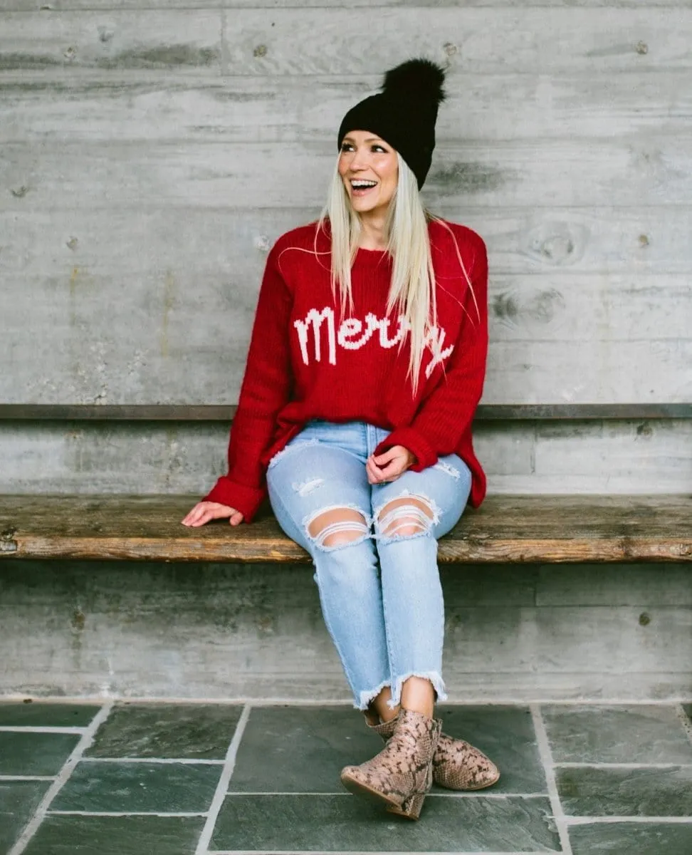 Merry Crew Holiday Red Sweater