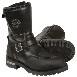 Milwaukee Leather Boots MBM9071WP Men's 9in Wide Width Waterproof Leather Boots with Reflective Piping and Gear Shift Protection