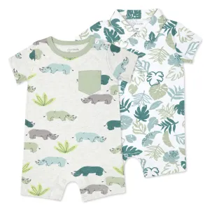 Organic Cotton 2-Pack Romper in Rhino Buddies Print