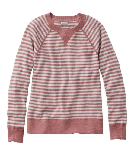 Organic Cotton Slub Crewneck Sweatshirt Sweater Stripe Women's Petite