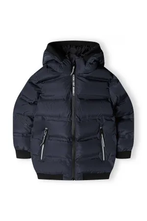 Padded Jacket With Hood And Two Way Zip Navy Blue *In store now*