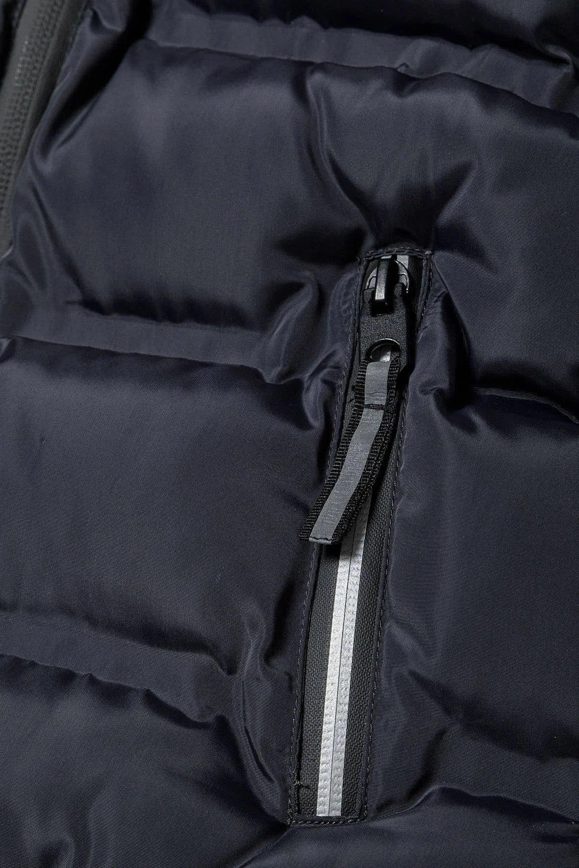 Padded Jacket With Hood And Two Way Zip Navy Blue *In store now*