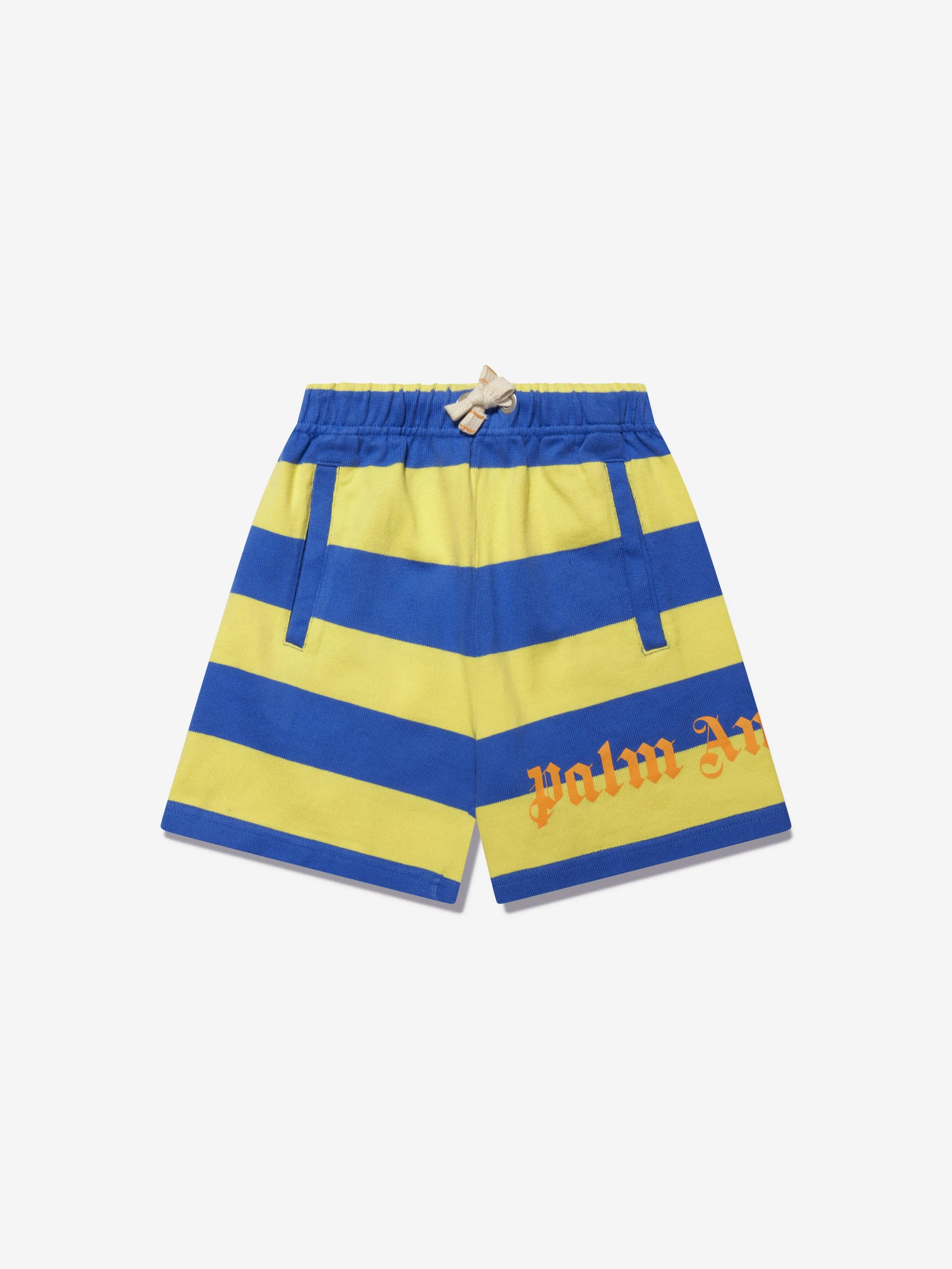 Palm Angels Boys Stripes Overlogo Sweat Shorts in Blue