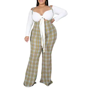 Plus Size Wholesale Crop Top   Gingham Rompers