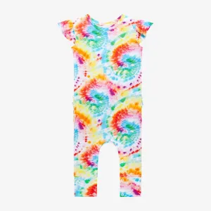 Posh Peanut Ruffled Basic Romper - Totally Tie Dye