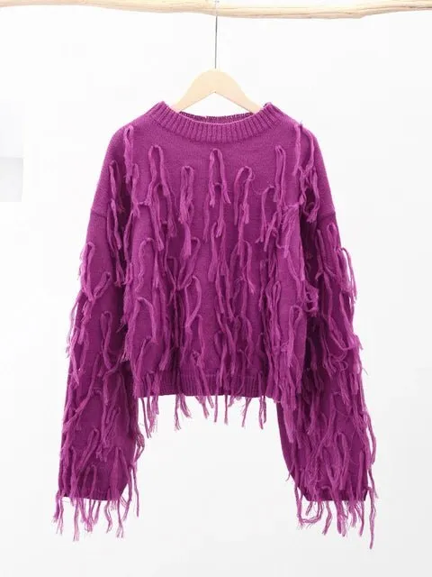 Pre Order:  Tassels Long Sleeve Loose Sweater