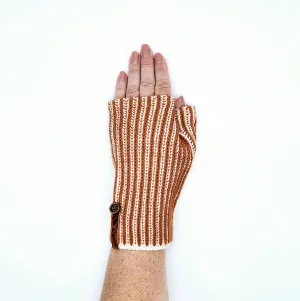 Recycled orange and white stripe acrylic blend Kitten Mittens, short