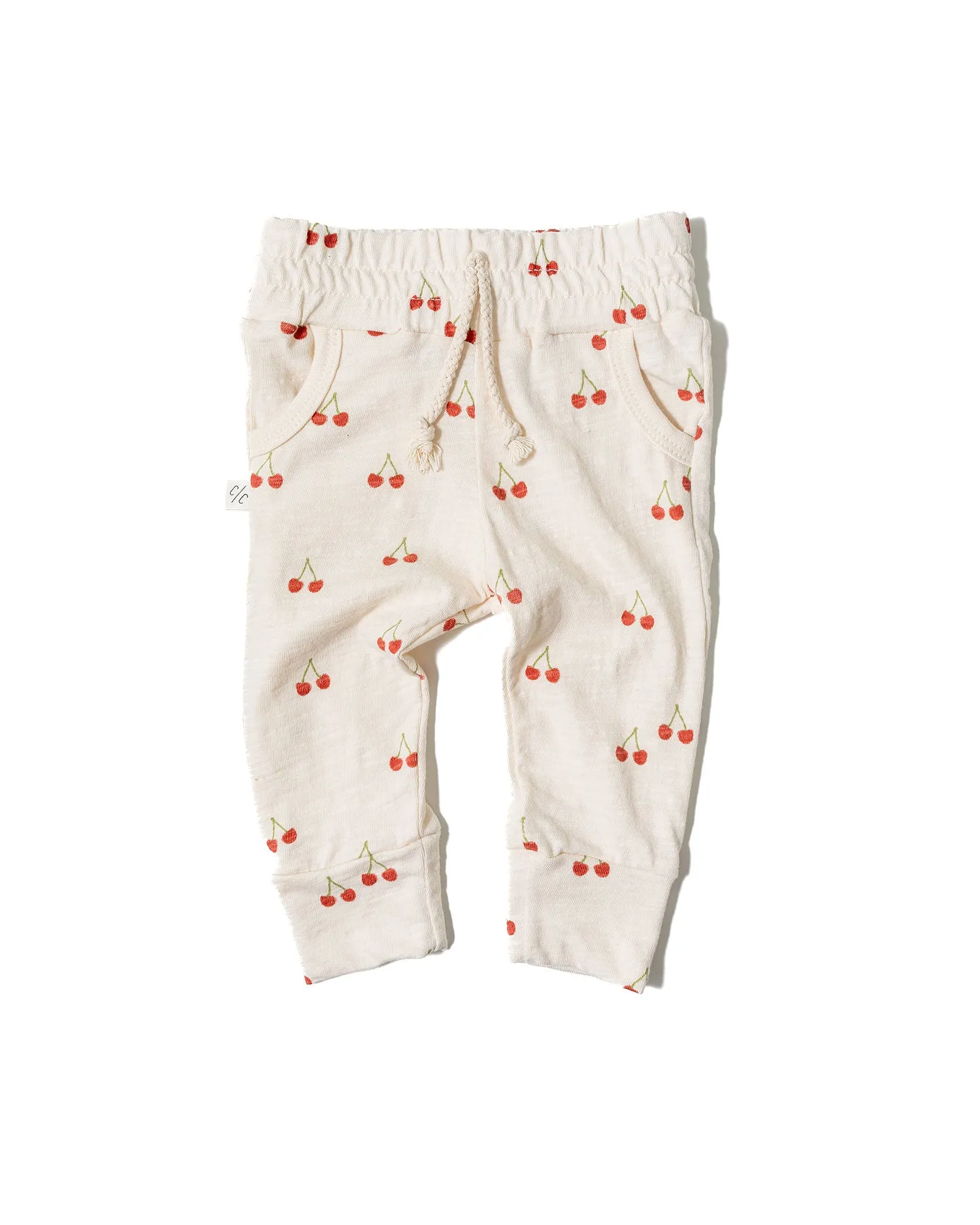 slub jogger - cherries on natural