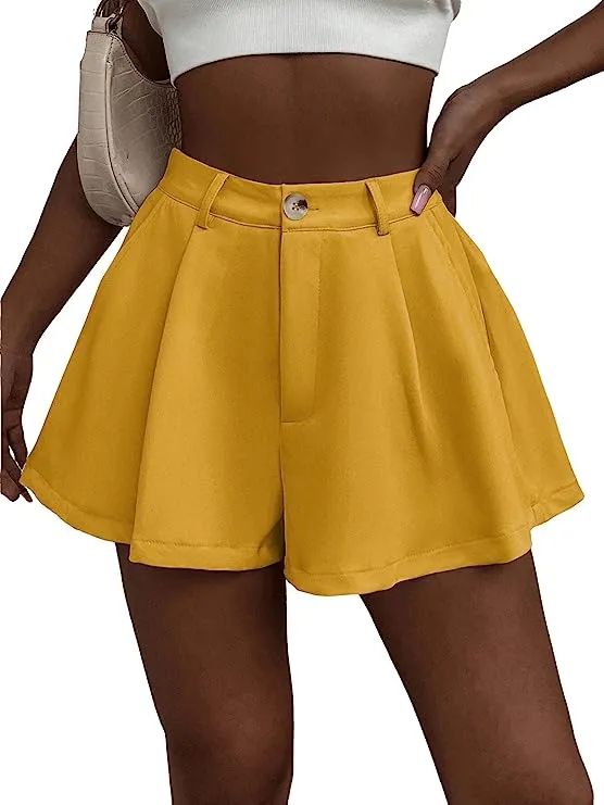 Summer Chic White High Waist Pleated Shorts