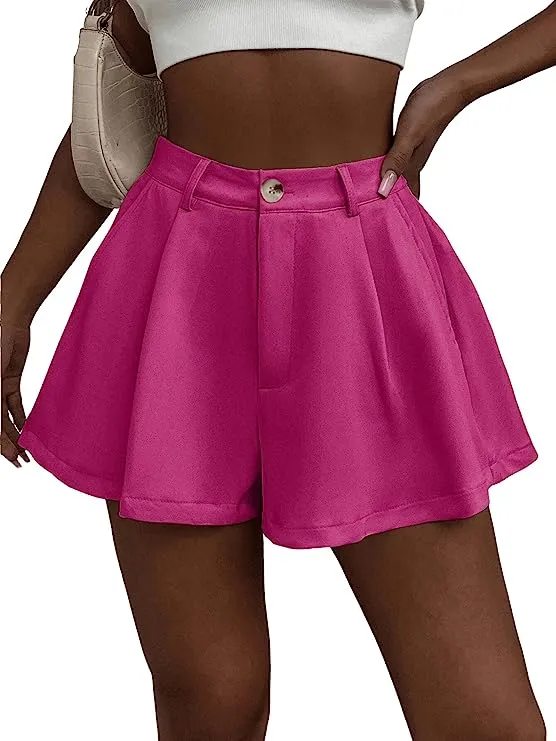 Summer Chic White High Waist Pleated Shorts