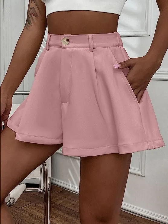 Summer Chic White High Waist Pleated Shorts