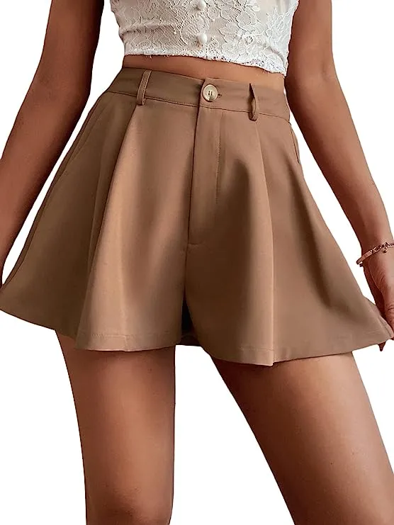 Summer Chic White High Waist Pleated Shorts