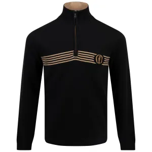 The Open Cotton Quarter Zip Mid Layer Black - AW24