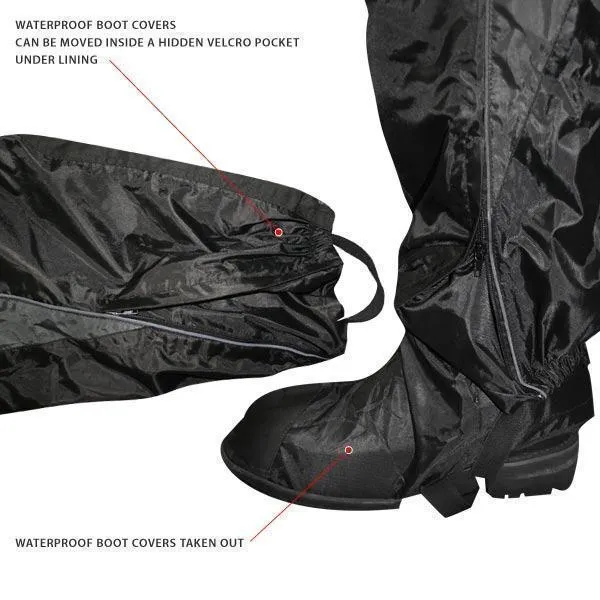 Xelement RN4727 Men's Black Two-Piece Armored Motorcycle Rain Suit