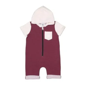 Young and Free Apparel - Short Zipper Romper - Burgundy Size 12-18M